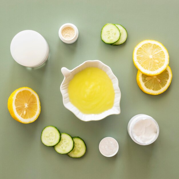 Lemon and cucumber spa treatment concept