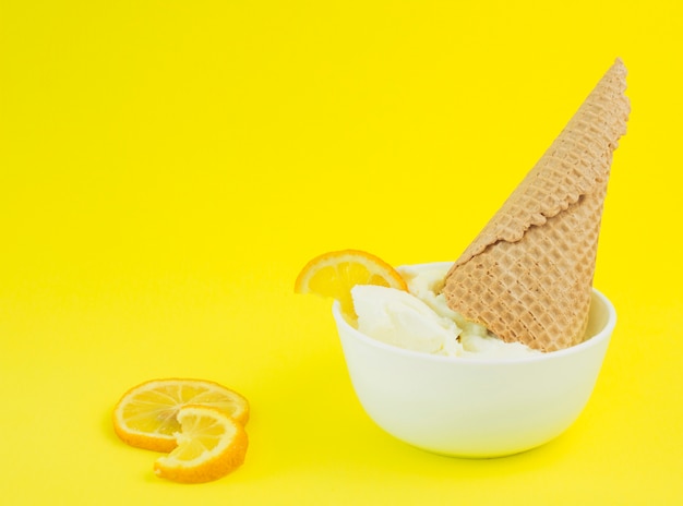 Lemon ice cream bowl