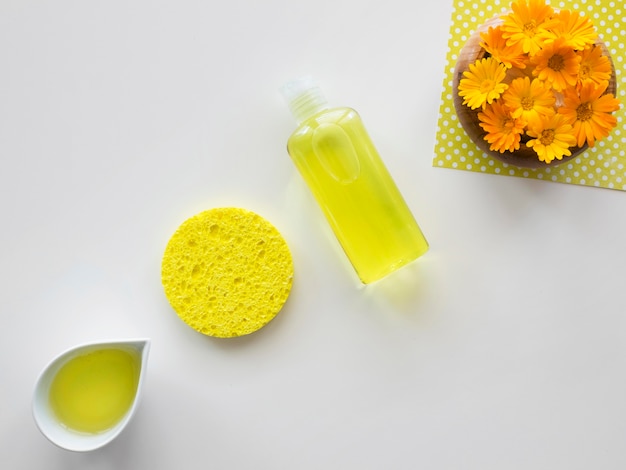 Lemon items beauty and health spa concept