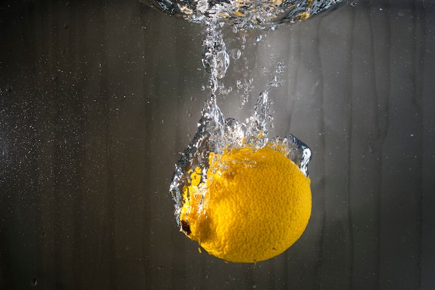 Lemon thrown into the water