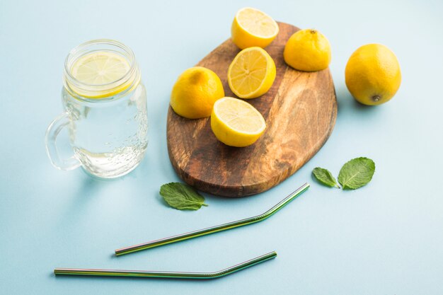 Lemons on a wooden board