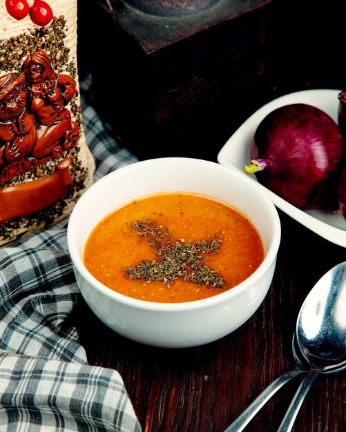 Lentil soup on the table