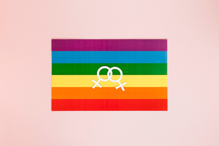 Free Photo lesbian couple icon on rainbow flag