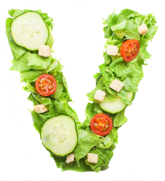 Letra "v" made of vegetables