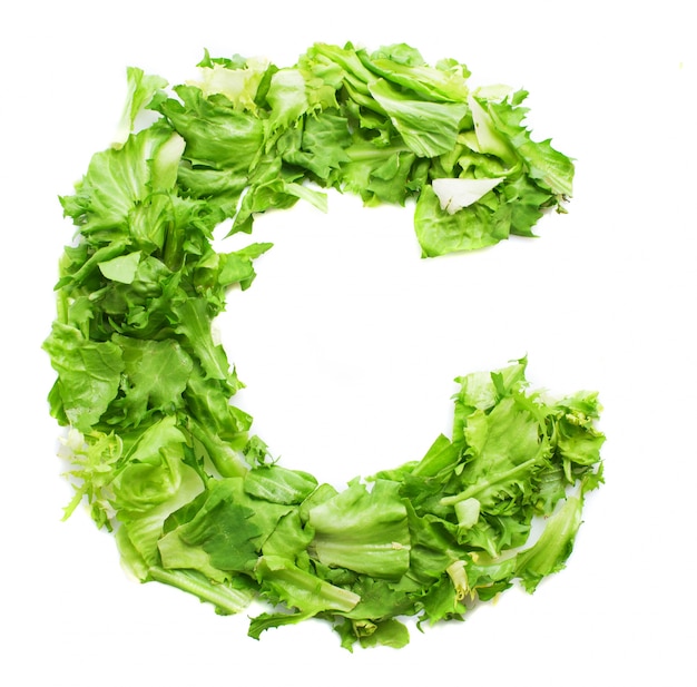 Letter c with fresh lettuce