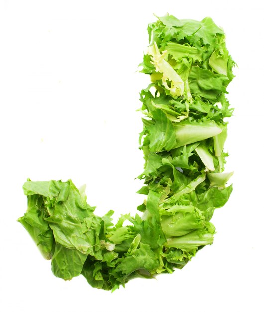Letter j made with delicious vegetable