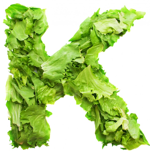 Letter k with fresh and tasty lettuce