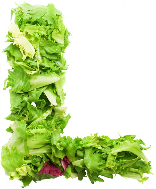 Letter l made of lettuce