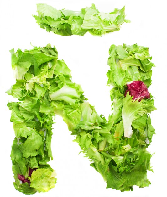 Letter Ñ made of lettuce