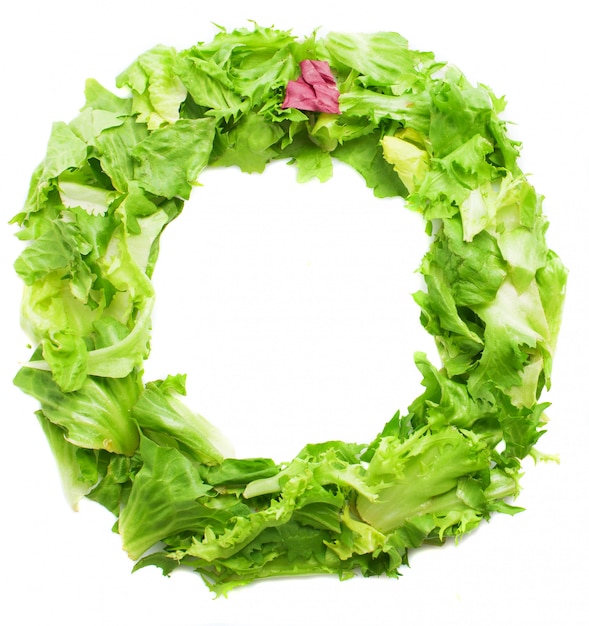 Letter o made of tasty lettuce