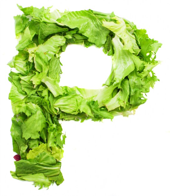 Letter p with crunchy lettuce