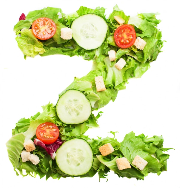 Letter z  with lettuce and cucumber