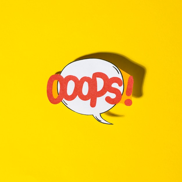 Lettering oops comic text sound effects speech bubble on yellow background