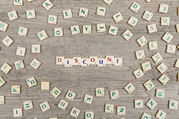 Letters forming the word discount
