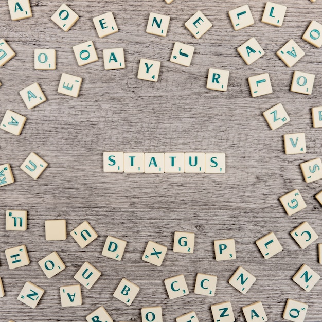 Letters forming the word status