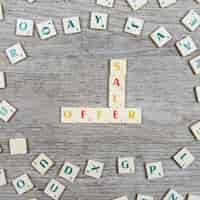 Free photo letters forming the words sale and offer