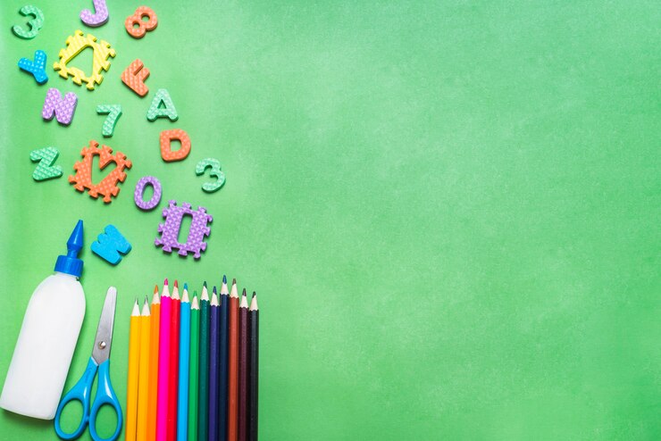Free Photo letters and numbers near craft supplies