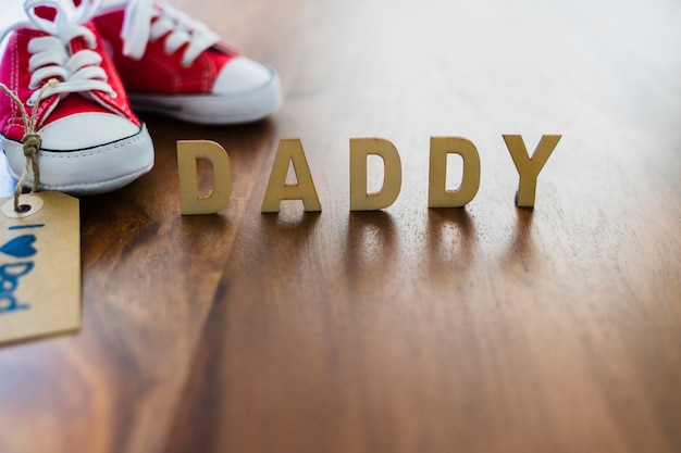 Letters and red shoes for father's day