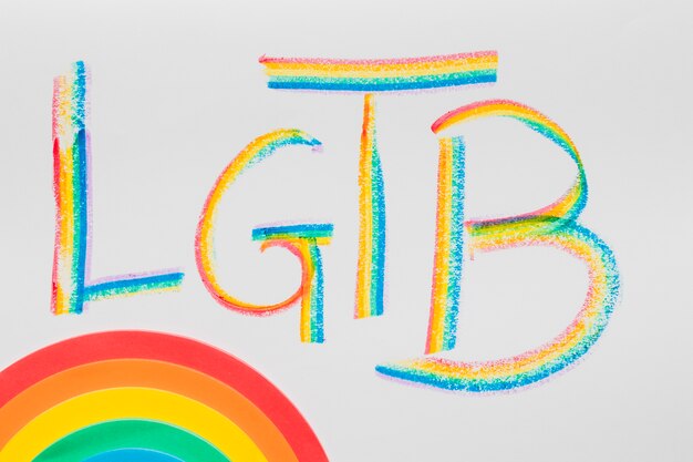 LGBT abbreviation and colorful rainbow