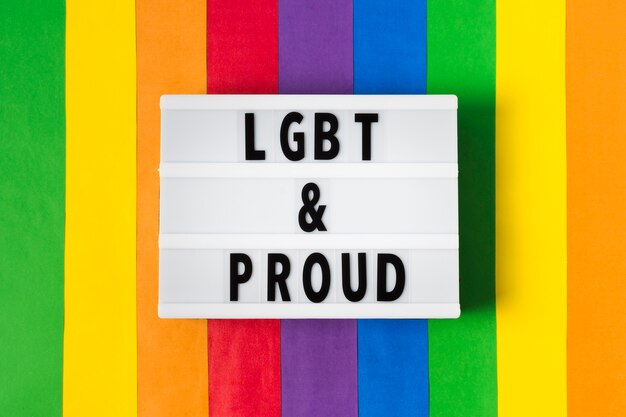 Lgbt and proud concept with rainbow background