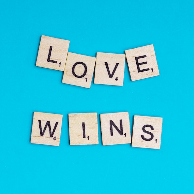 LGBT slogan LOVE WINS lettering