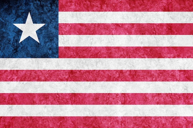 Free photo liberia metallic flag, textured flag, grunge flag