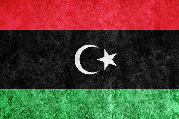 Libya Metallic flag, Textured flag, grunge flag