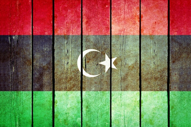 Free photo libya wooden grunge flag.