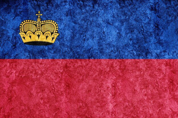 Liechtenstein Metallic flag, Textured flag, grunge flag