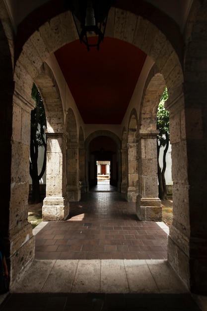 Life in mexico landscape with stone columns