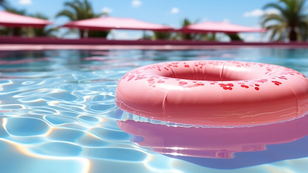 Foto gratuita buia di salvataggio sulla superficie scintillante di una piscina con piastrelle rosa