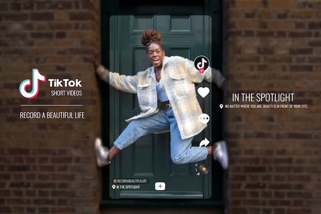 Free photo lifestyle content creator on  tik tok collage