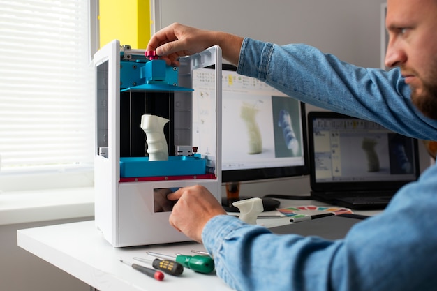 Lifestyle of designer using a 3d printer