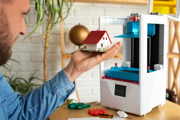 Free photo lifestyle of designer using a 3d printer