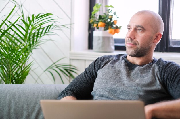 Lifestyle. Handsome man at home