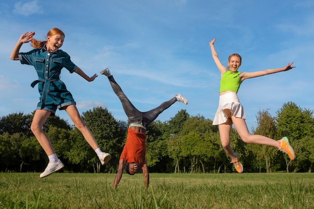 Free photo lifestyle of people jumping around