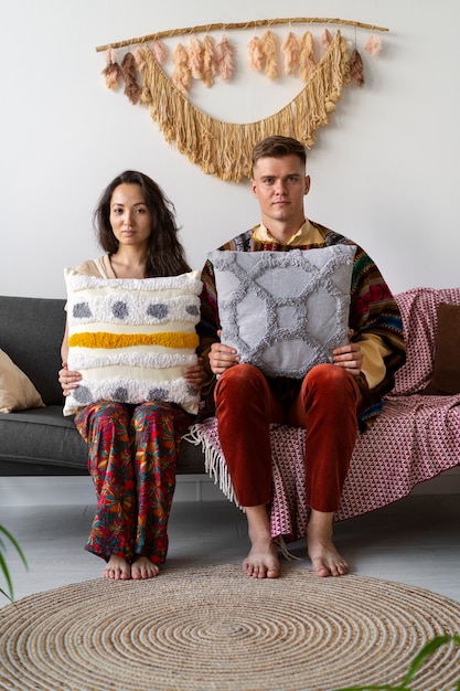 Lifestyle of people living in boho interiors
