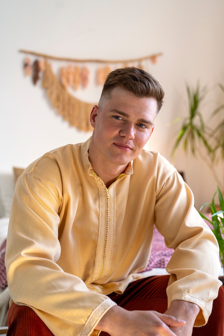 Free Photo lifestyle of people living in boho interiors