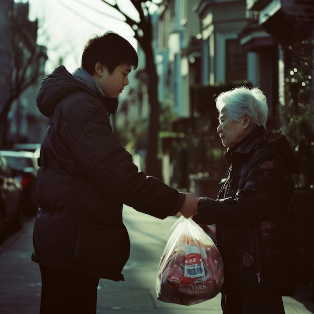 Free Photo lifestyle scene from community showing care and support from people
