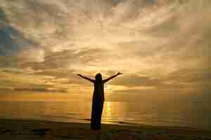 Free photo lifestyles one person beach back view summer