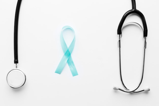 Light blue ribbon and stethoscope