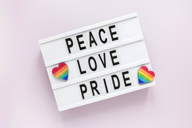 Light box with message for pride day