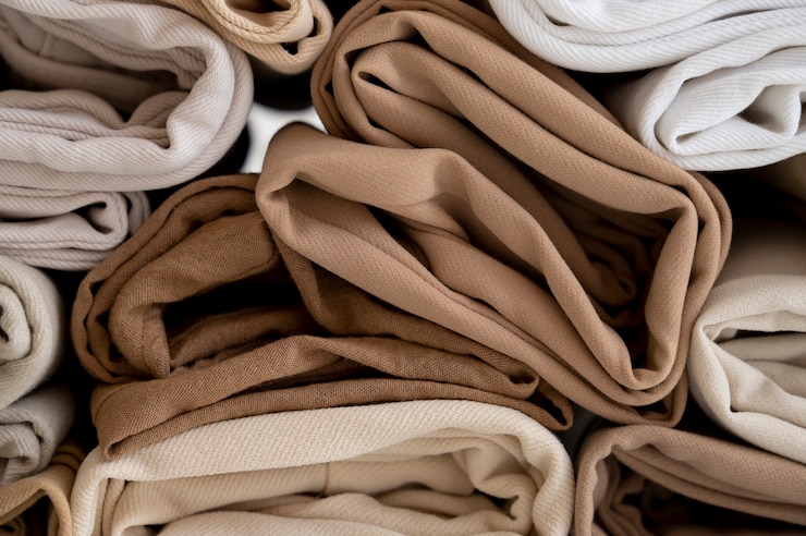 Free Photo light brown beige pants arrangement