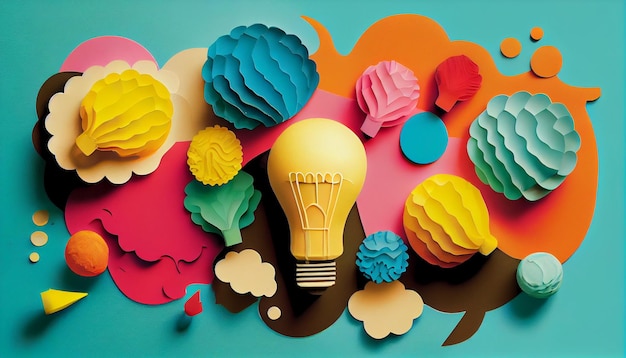 Light bulb sparks creativity with illustration design generative AI