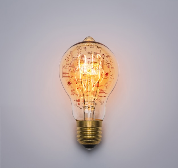 Free photo light bulb with drawing graph