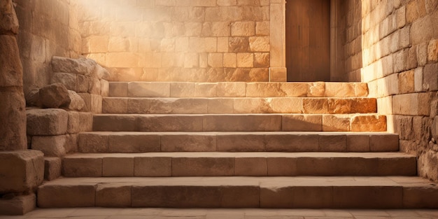 無料写真 古代 の 石 の 階段 を 照らし て いる 窓 から 光 が 濾過 さ れ て いる