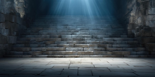 Free photo light filters through a window illuminating ancient stone steps