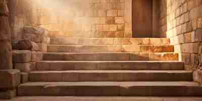 Free photo light filters through a window illuminating ancient stone steps