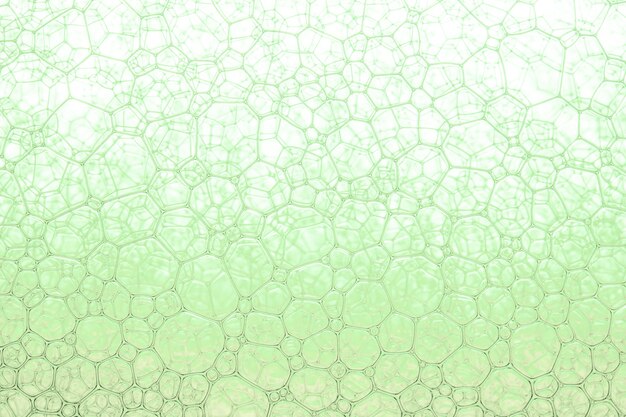 Светло-зеленый фон крупным планом капель масла в воде абстрактный макрос фото поверхности жидкости с