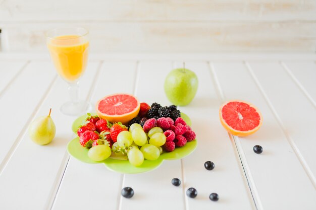 Light and healthy meal with fruit